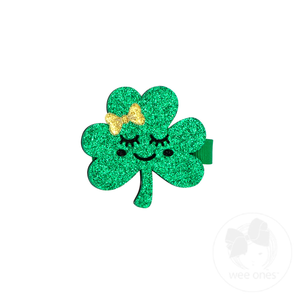 Layered Glitter Shamrock Hair Clip