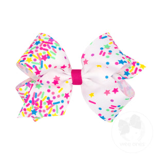 Medium Birthday-themed NEON Printed Grosgrain Hair Bow