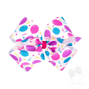 King Birthday-themed NEON Printed Grosgrain Hair Bow