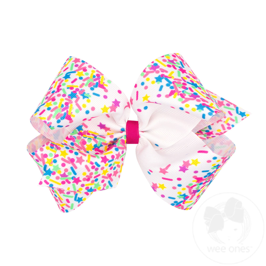 King Birthday-themed NEON Printed Grosgrain Hair Bow