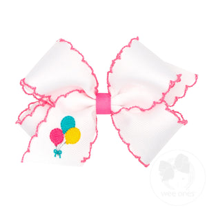 Medium Birthday-themed Grosgrain Hairbow with Moonstitch Edge