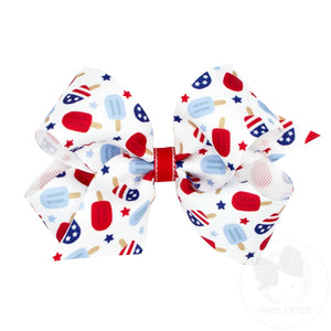 Medium Grosgrain Hair Bow with Americana Popsicle Print