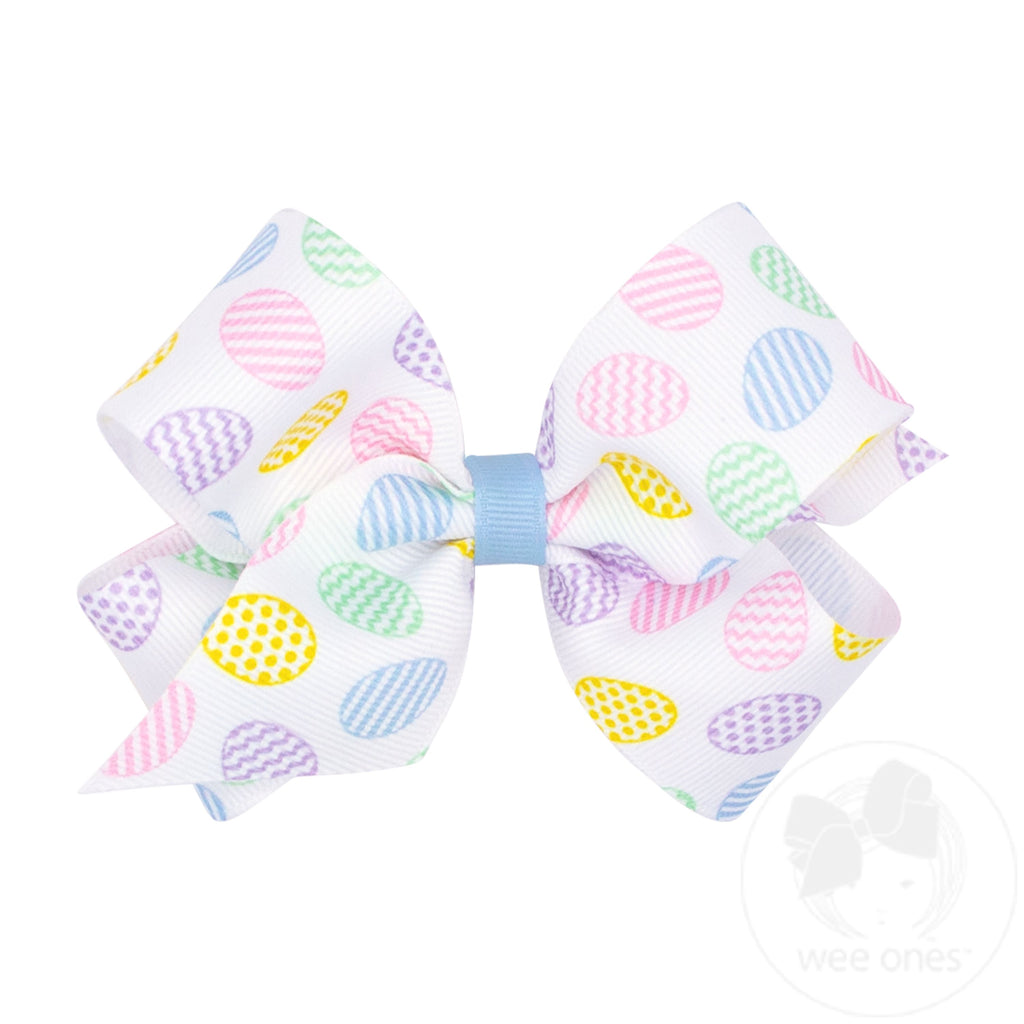 Medium Grosgrain Hair Bow with Easter Egg Print