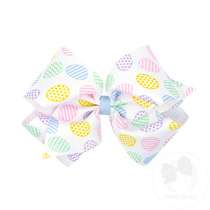 King Grosgrain Hair Bow with Easter Egg Print