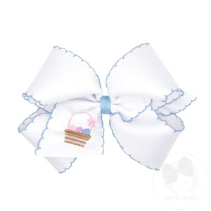 King Grosgrain Bows with Moonstitch Edge and Easter Basket Embroidery