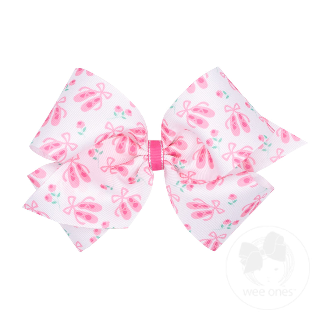 King Ballet Slipper Print Grosgrain Print Hair Bow