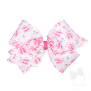 King Ballet Slipper Print Grosgrain Print Hair Bow