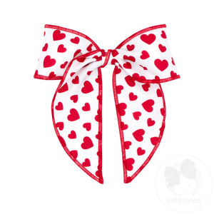 Medium Heart Printed Bowtie with Twisted Wrap and Whimsy Tails