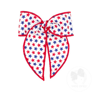 Medium Americana Stars Printed Bowtie with Twisted Wrap and Whimsy Tails