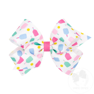 Medium Pickleball Print Country Club-Inspired Grosgrain Hair Bow