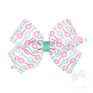 Medium Racket Print Country Club-Inspired Grosgrain Hair Bow