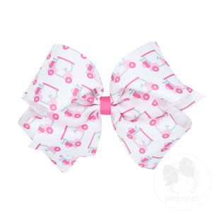 King Golf Cart Print Country Club-Inspired Grosgrain Hair Bow