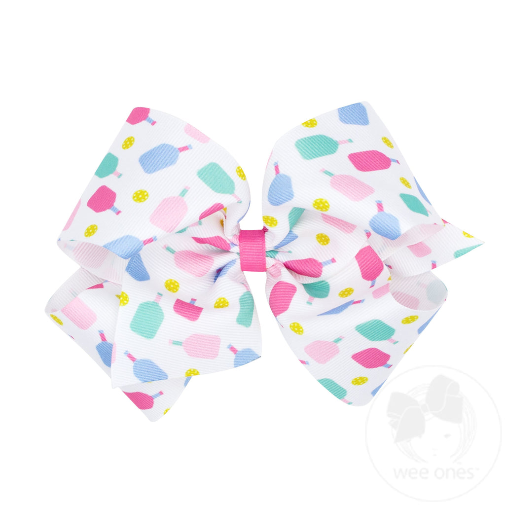 King Pickleball Print Country Club-Inspired Grosgrain Hair Bow