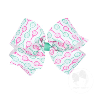 King Racket Print Country Club-Inspired Grosgrain Hair Bow