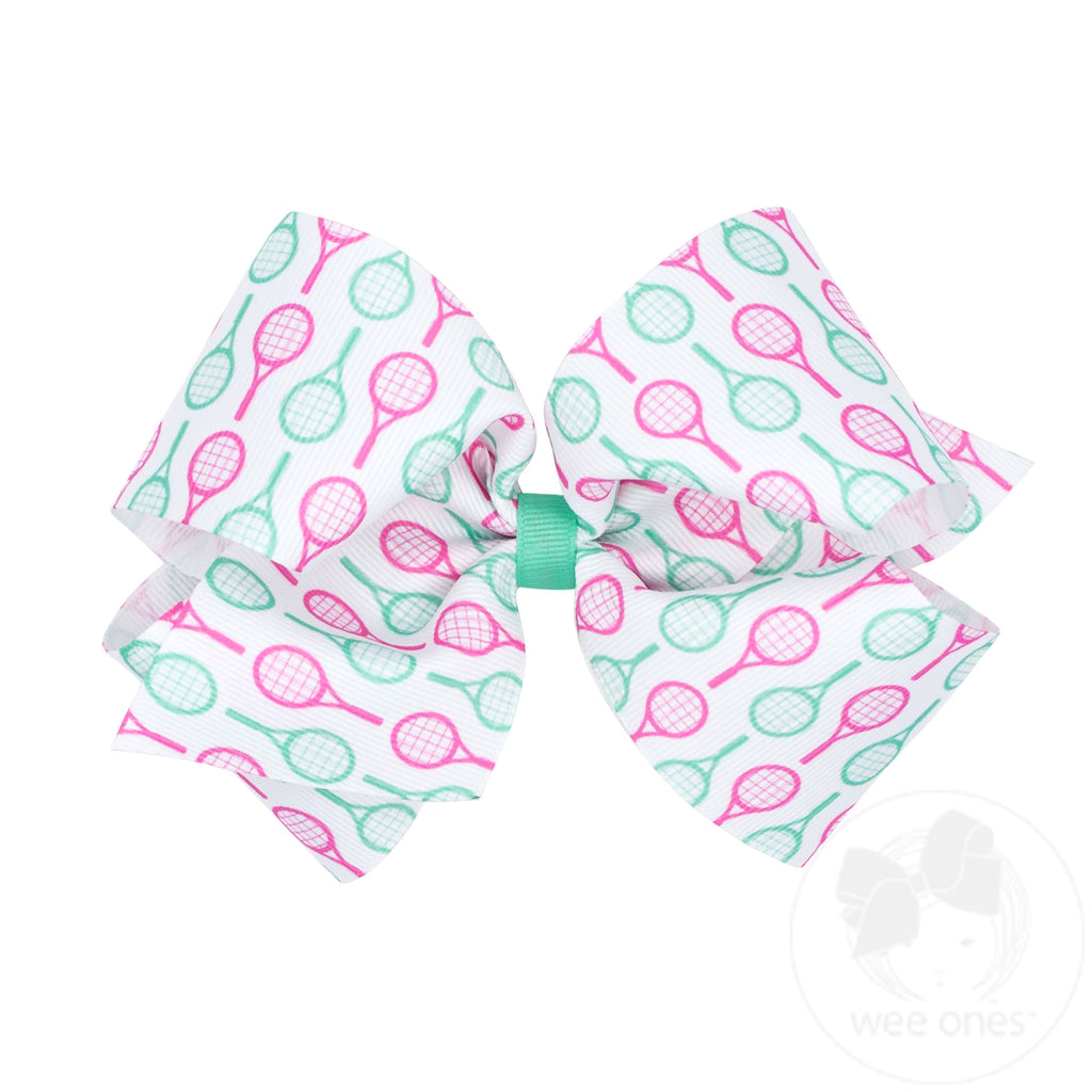 King Racket Print Country Club-Inspired Grosgrain Hair Bow