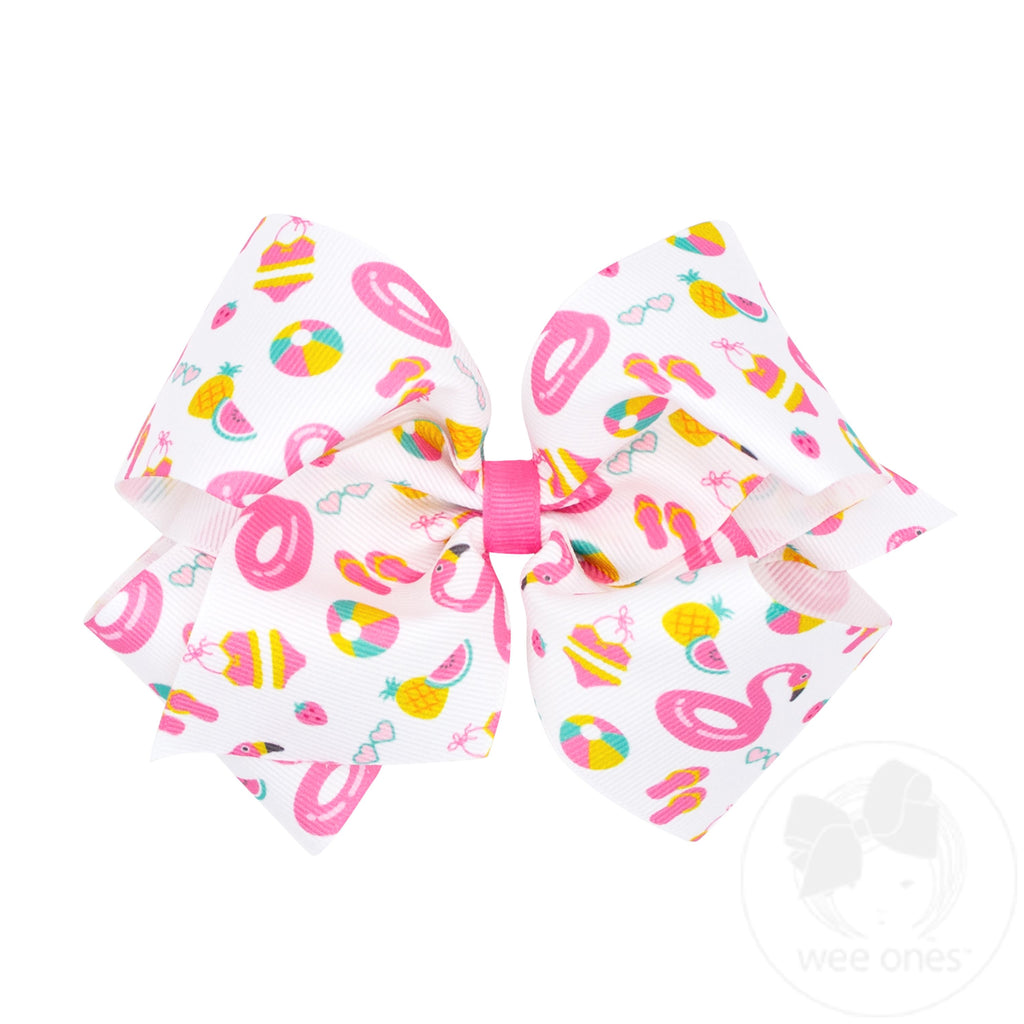 King Summer Print Country Club-Inspired Grosgrain Hair Bow