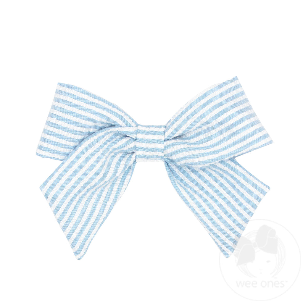 Medium Genuine Seersucker Fabric Bowtie with Tails