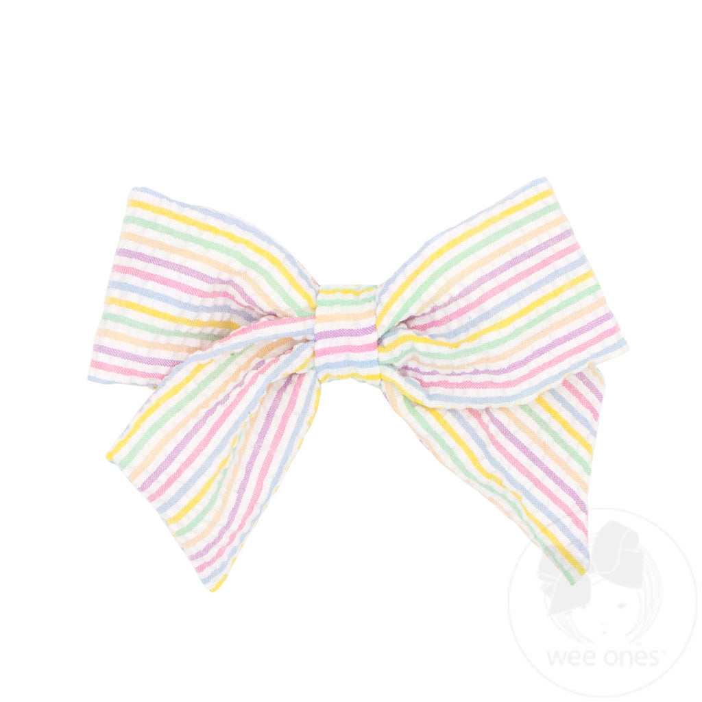 Medium Genuine Seersucker Fabric Bowtie with Tails
