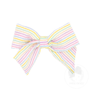Medium Genuine Seersucker Fabric Bowtie with Tails