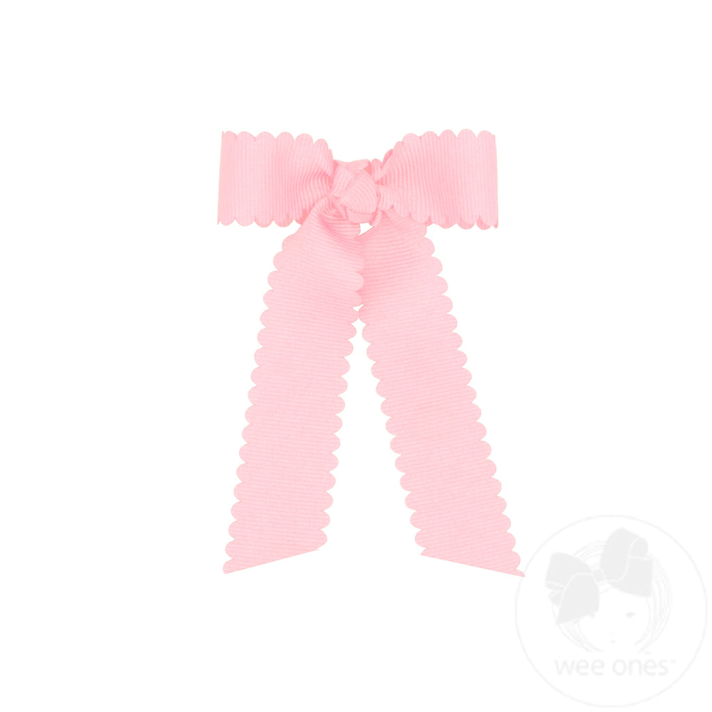 Tiny Grosgrain Bowtie with Scalloped Edge, Knot Wrap, and Streamer Tails