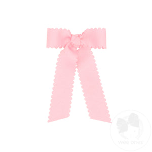 Tiny Grosgrain Bowtie with Scalloped Edge, Knot Wrap, and Streamer Tails