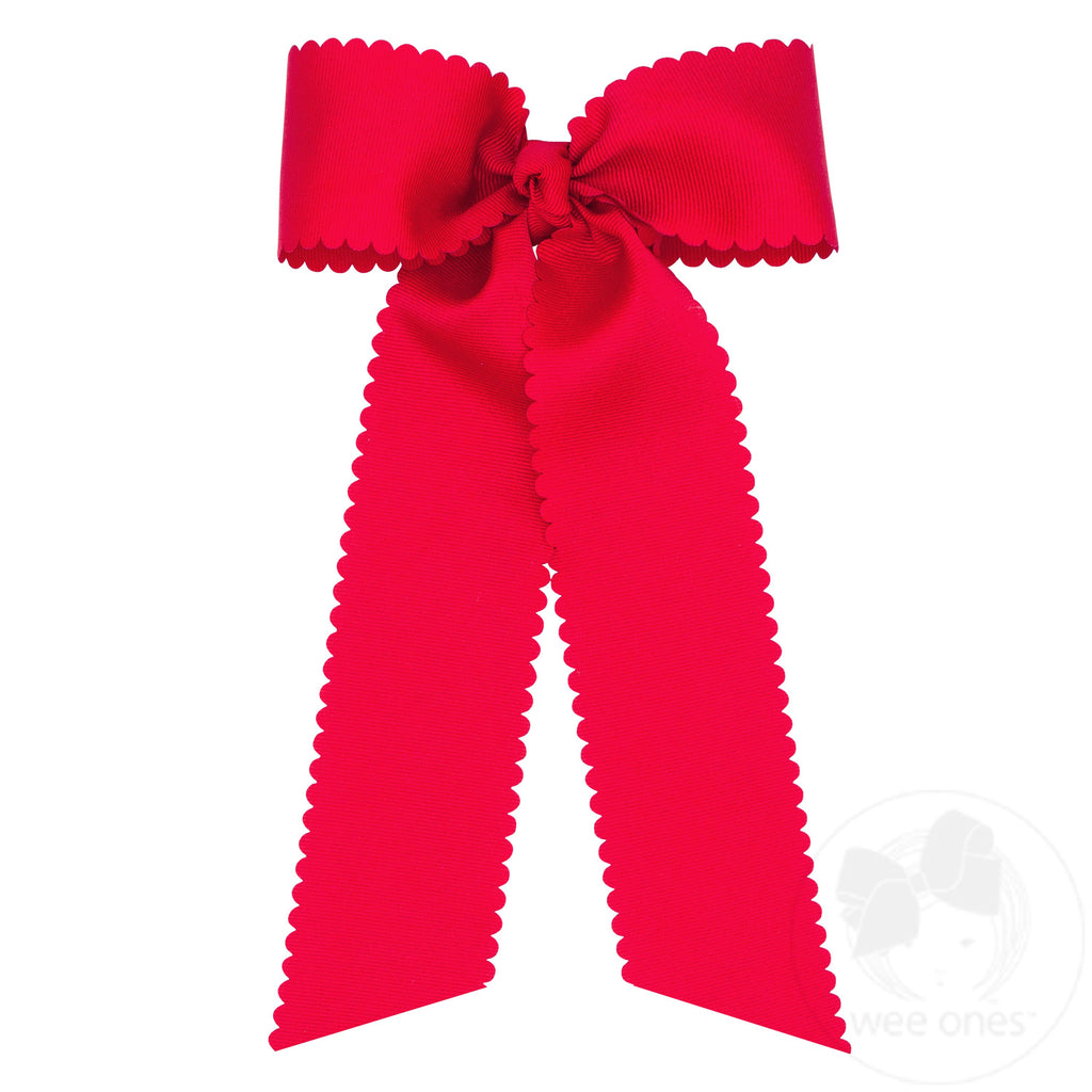 King Grosgrain Bowtie with Scalloped Edge, Knot Wrap, and Streamer Tails
