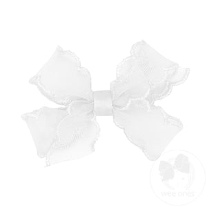 Mini Organza Hair Bow with Scalloped Stitched Edge