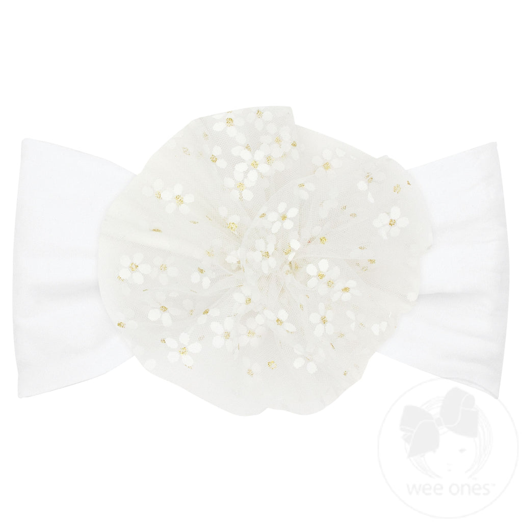 Large Flower Tulle Puff on Soft Nylon Band