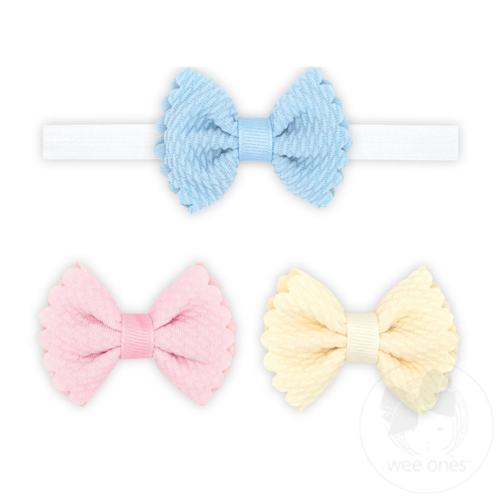 Three Tiny Soft-Textured Butterfly Hair Bows and Add-a-Bow Band