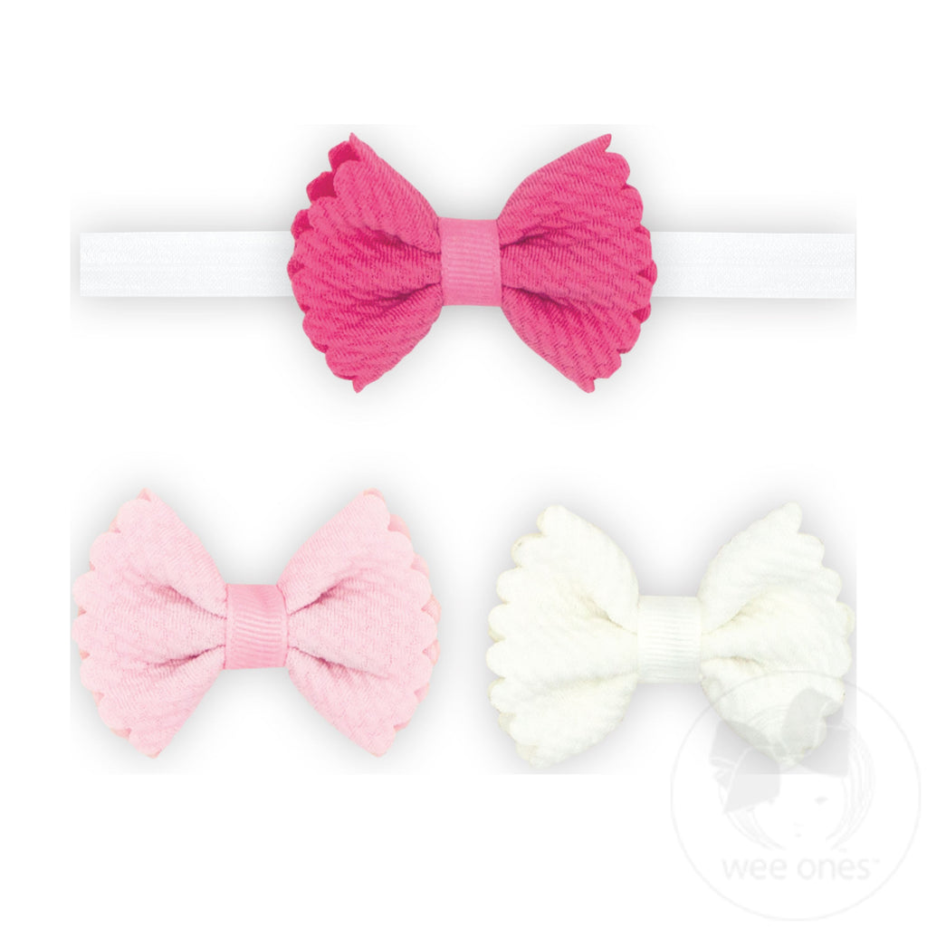 Three Tiny Soft-Textured Butterfly Hair Bows and Add-a-Bow Band