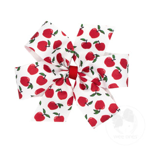 Limited Edition Back to School Apple Print Circle Bow