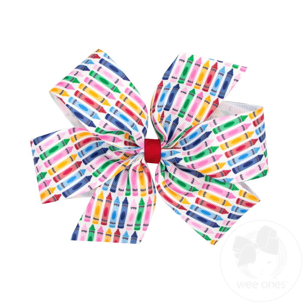 Limited Edition Back to School Crayon Print Circle Bow