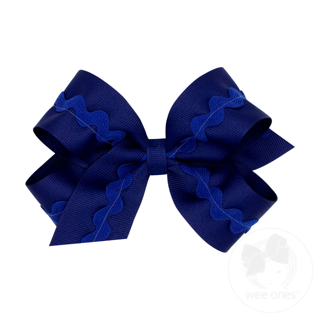 Medium Grosgrain Hair Bow with Ric-Rac Trim