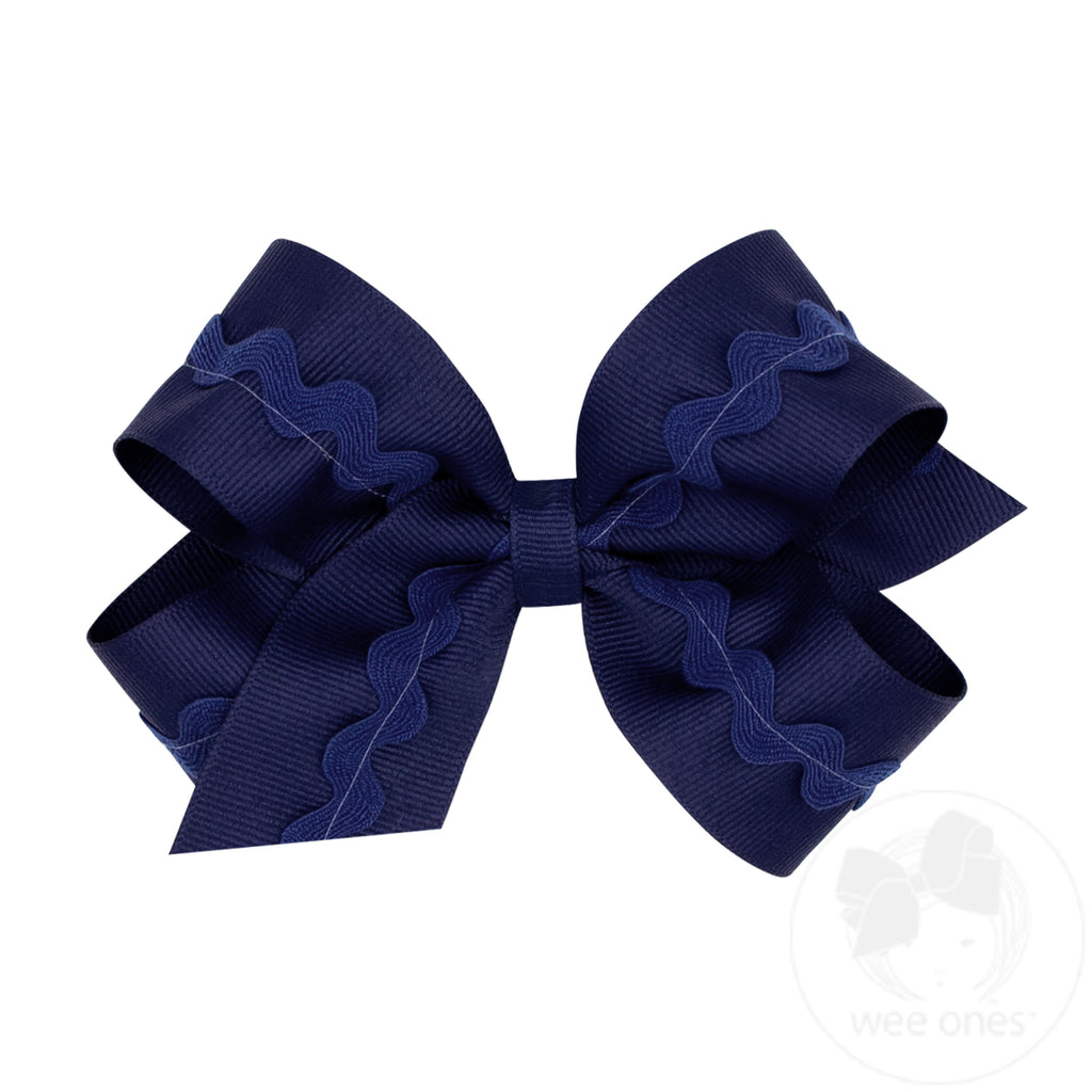 Medium Grosgrain Hair Bow with Ric-Rac Trim