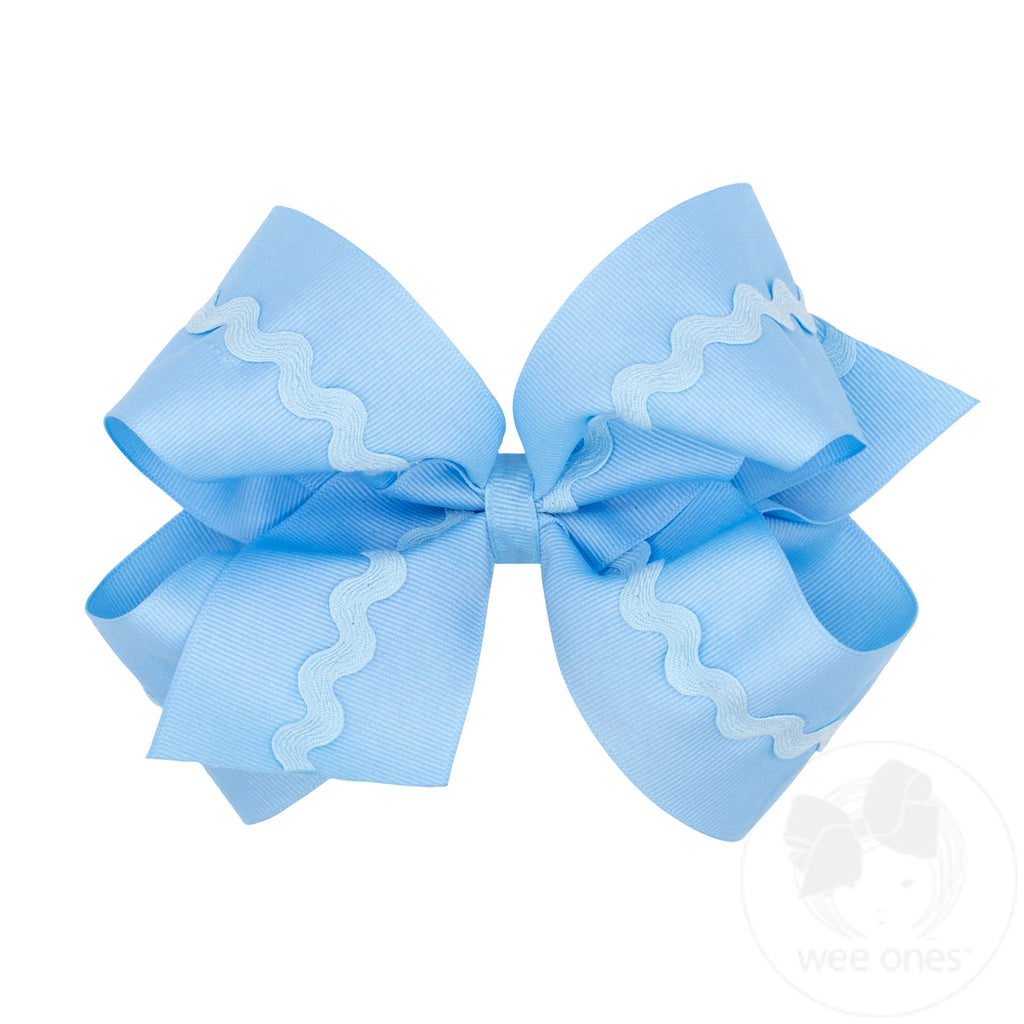 King Grosgrain Hair Bow with Ric-Rac Trim