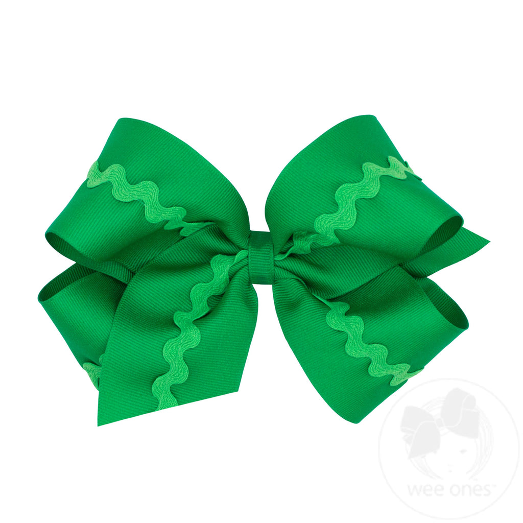 King Grosgrain Hair Bow with Ric-Rac Trim