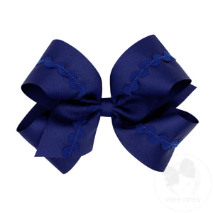 King Grosgrain Hair Bow with Ric-Rac Trim