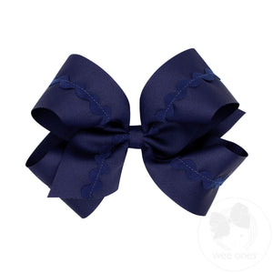 King Grosgrain Hair Bow with Ric-Rac Trim