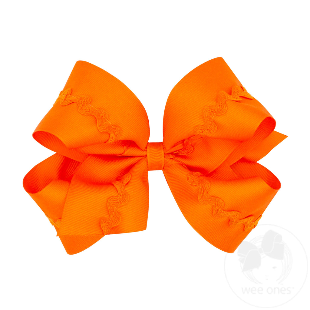 King Grosgrain Hair Bow with Ric-Rac Trim - RED | Wee Ones Hair Bows ...