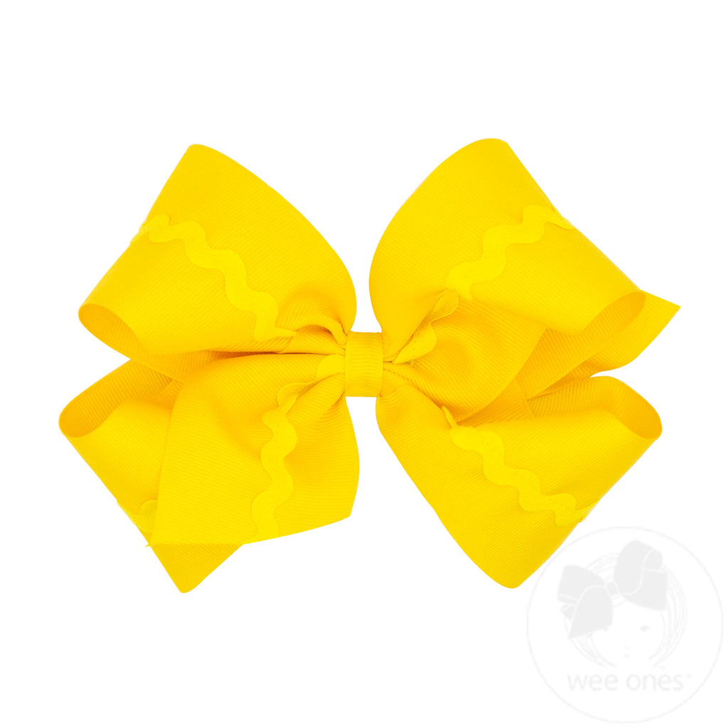 King Grosgrain Hair Bow with Ric-Rac Trim - RED | Wee Ones Hair Bows ...