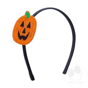 Extra Large Glitter Foam Pumpkin on Grosgrain Wrapped Headband