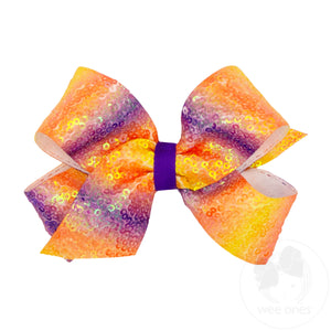 Medium Ombre Stripe Print Sequin Hair Bow
