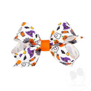 Mini Halloween Print Grosgrain Hair Bow