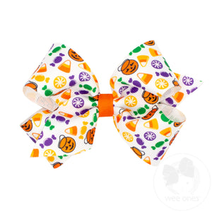 Medium Halloween Print Grosgrain Hair Bow