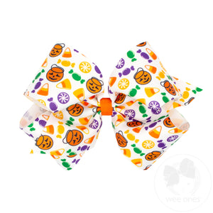 King Halloween Print Grosgrain Hair Bow
