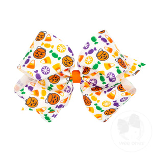 King Halloween Print Grosgrain Hair Bow