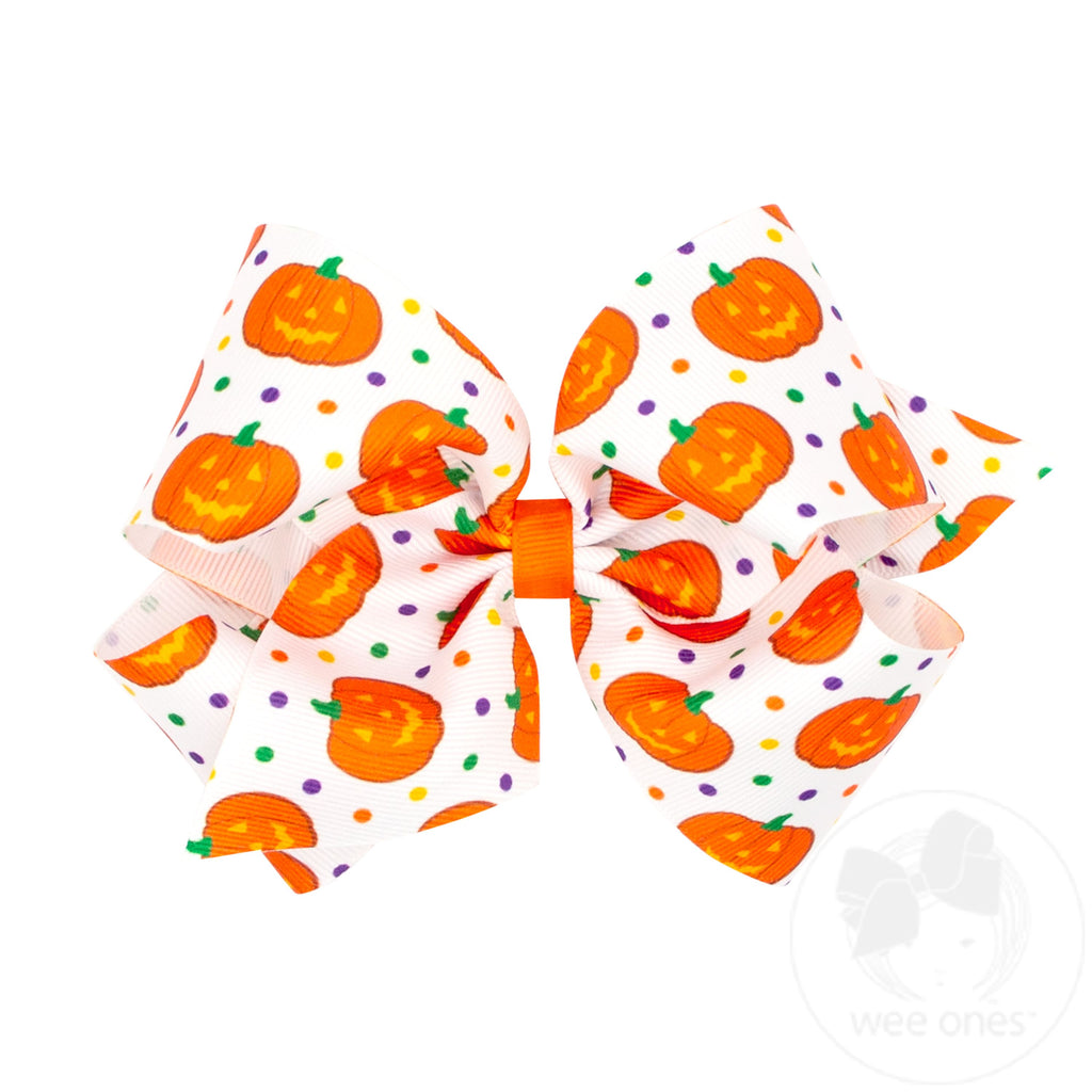 King Halloween Print Grosgrain Hair Bow