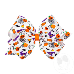 King Halloween Print Grosgrain Hair Bow