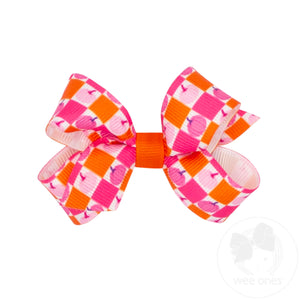 Mini Pink Halloween Print Grosgrain Hair Bow
