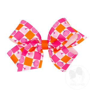 Medium Pink Halloween Print Grosgrain Hair Bow